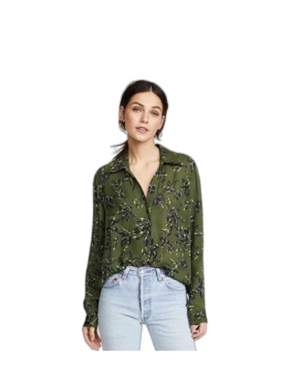 L'AGENCE Olive Floral Button
Down Shirt size XS